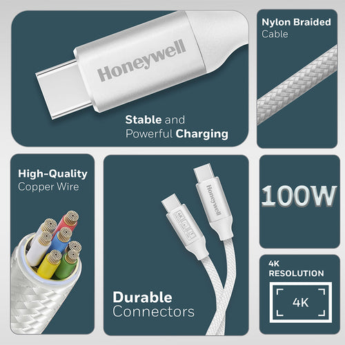Honeywell USB C to USB C Cable USB 3.1 1.2M (White)