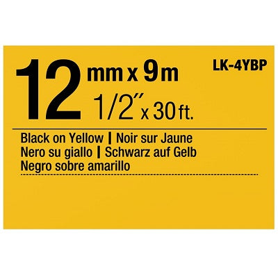 Epson Black on Yellow Tape 12mm x 9m (LK-4YBP)