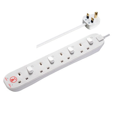 Masterplug SWSRG42N-MPA Switch w Surge+LED 4 Socket 2m