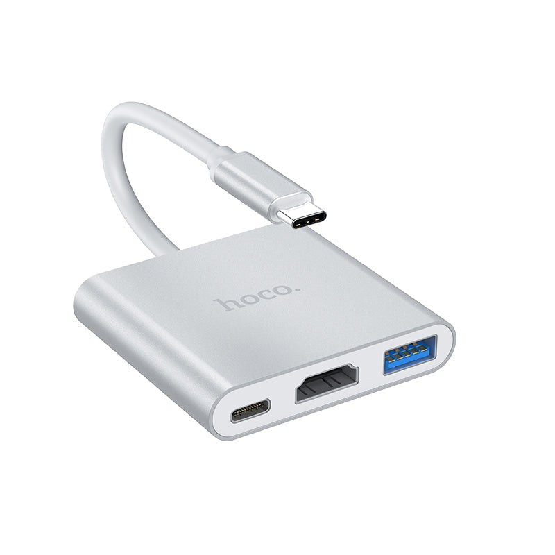 Hoco HB14 USB-C to USB3.0+HDMI+PD Adapter (Silver)