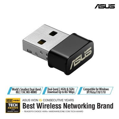 Asus USB-AC53 Nano USB 2.0 Dual Band Wireless -AC1200 Adapter