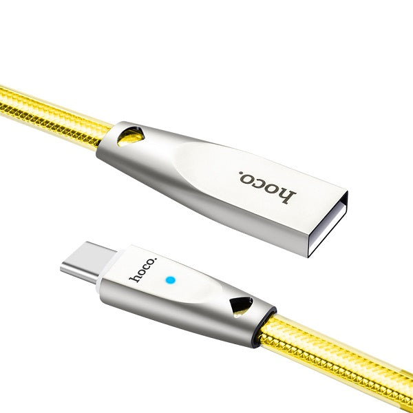 Hoco U9 Knitted USB A to Type-C USB2.0 2.1A Cable 1M Gold