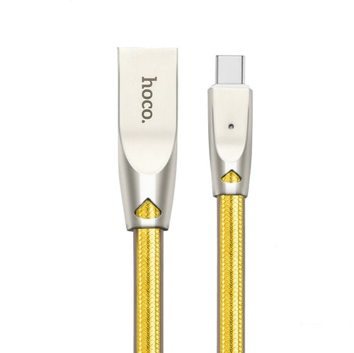 Hoco U9 Knitted USB A to Type-C USB2.0 2.1A Cable 1M Gold
