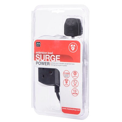 Masterplug SRGD42MB-MPA 13A 4 Socket Surged (Matt Black)