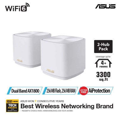 Asus ZenWiFi AX XD4 Mini 2-Pack AX1800 WiFi 6 Mesh (White)