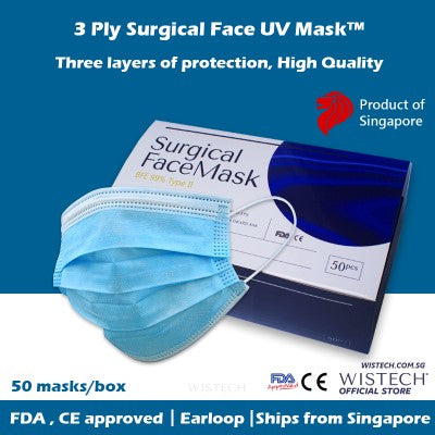 Wistech UVMASK 3-Ply Surgical Mask 50pcs/ Box (Blue)