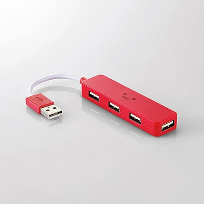 Elecom USB 2.0 HUB 4 Port (Red) (U2H-SN4NBF1)