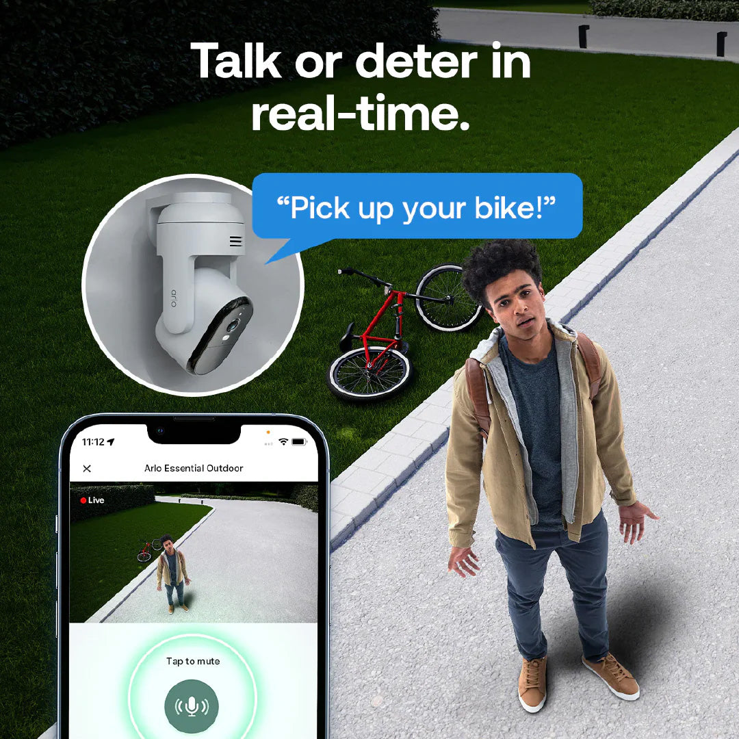 Arlo Essential 3 2K Pan Tilt Outdoor Wired Security Camera