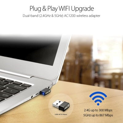 Asus USB-AC53 Nano USB 2.0 Dual Band Wireless -AC1200 Adapter