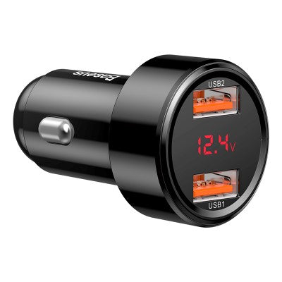 Baseus CCMLC20A-01 Dual USB-A QC Quick Car Charging 45W (Black)
