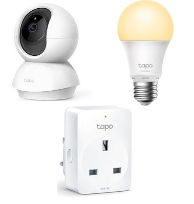 TP-Link Tapo TC70 Home Security Camera + P100 Smart Plug + L510E Dimmable Smart Bulb [Bundle Deal]