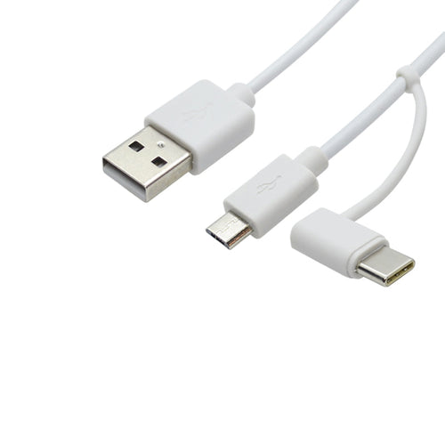 Omars MT100WH  2 in 1 USB A to Micro/Type-C Cable 1M White