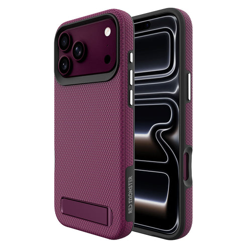 Redmonster iPhone 18 Pro (2026) Fibon M Kick Stand Armour Burgundy