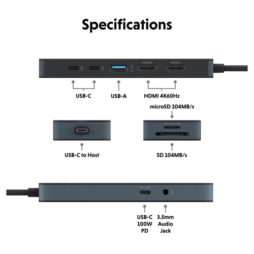 HyperDrive Flex 9 Port Dual HDMI USB-C Mobile Dock