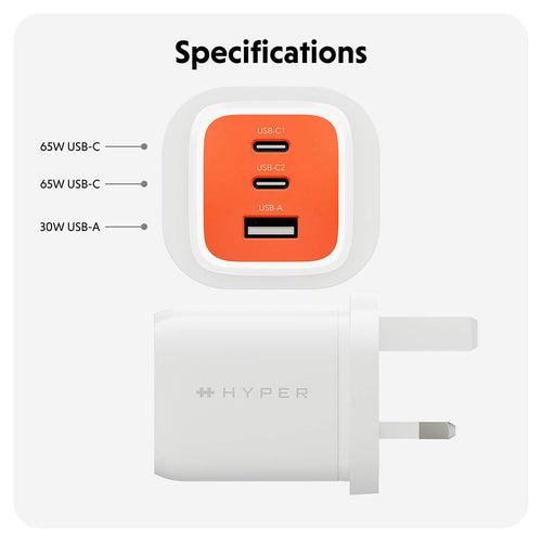 HyperJuice 65W Gan UK Wall Charger - Orange