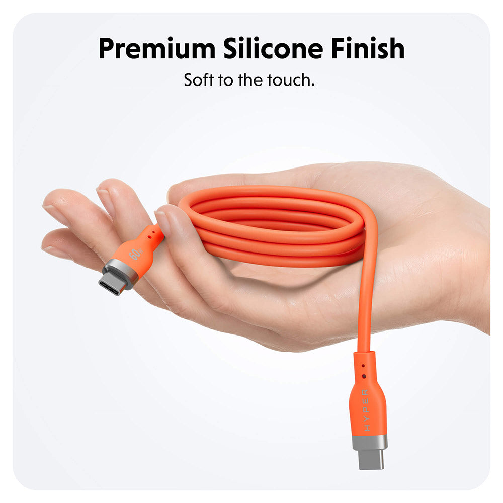 HyperJuice 60W USB-C Silicone Charging Cable - Orange