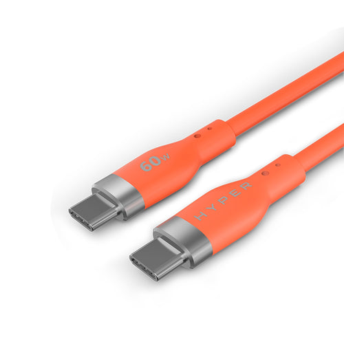 HyperJuice 60W USB-C Silicone Charging Cable - Orange