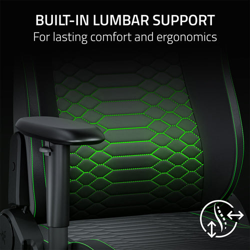 Razer Iskur V2 X NewGen - Ergonomic Gaming Chair with Breathable Comfort - Black/Green