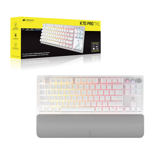 Corsair K70 Pro TKL High-Performance Hall Effect Gaming Keyboard with Rapid Trigger (White)