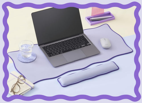 Elecom-MP-UKDM01PU Wave Desk Mat Purple