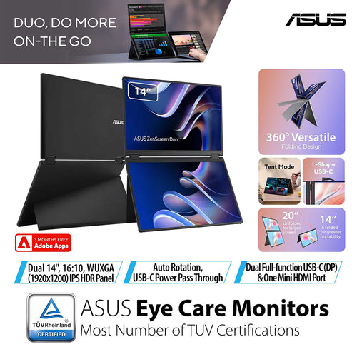 Asus ZenScreen Duo MB14FCD - 14 Foldable Portable Monitor