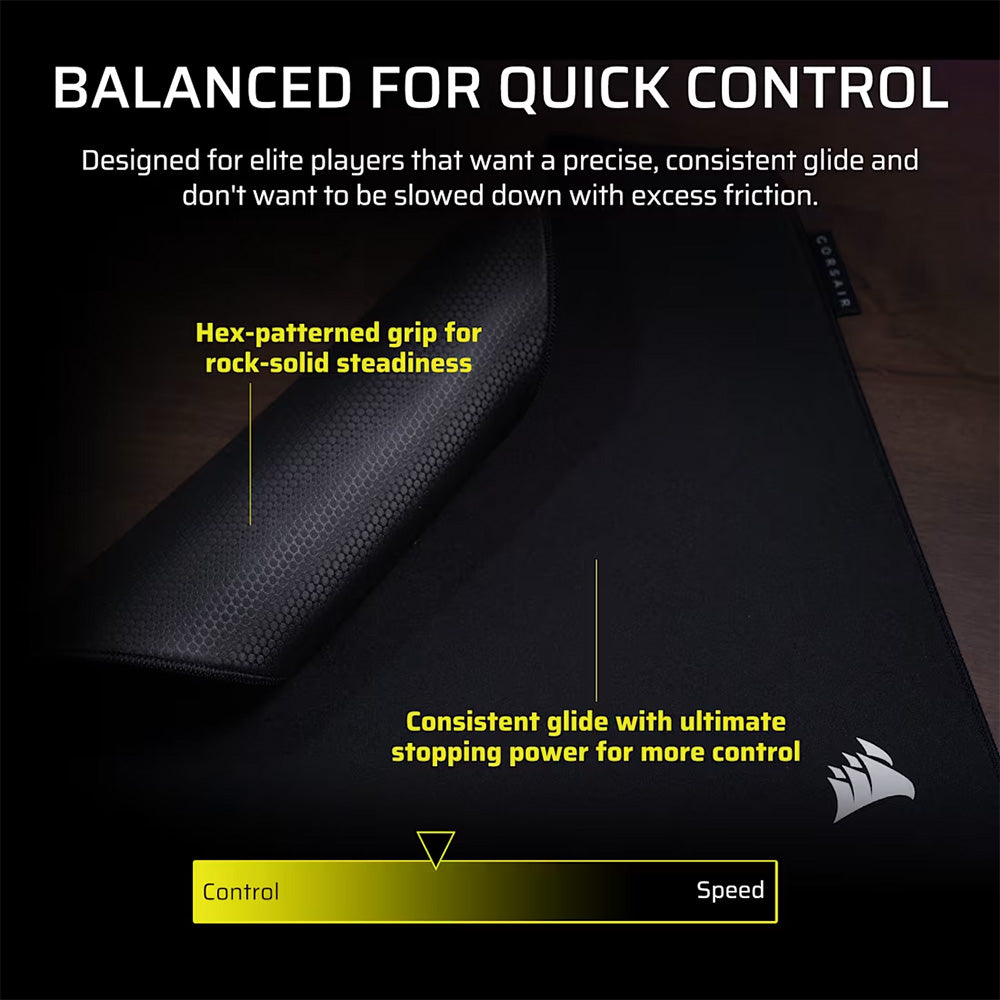 Corsair MM PRO Control Medium Esports-Tuned Cloth Mousepad (Black)