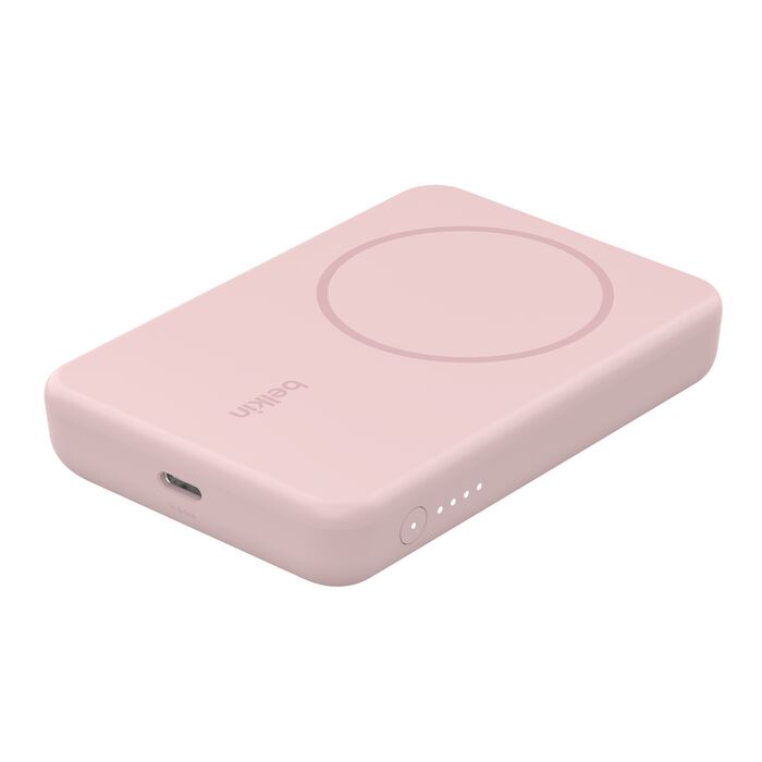 Belkin BPD004qcPK BoostCharge Magnetic Wireless Power Bank 5K + Stand (Pink)