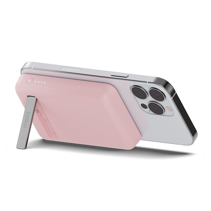 Belkin BPD004qcPK BoostCharge Magnetic Wireless Power Bank 5K + Stand (Pink)