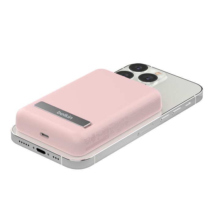 Belkin BPD004qcPK BoostCharge Magnetic Wireless Power Bank 5K + Stand (Pink)