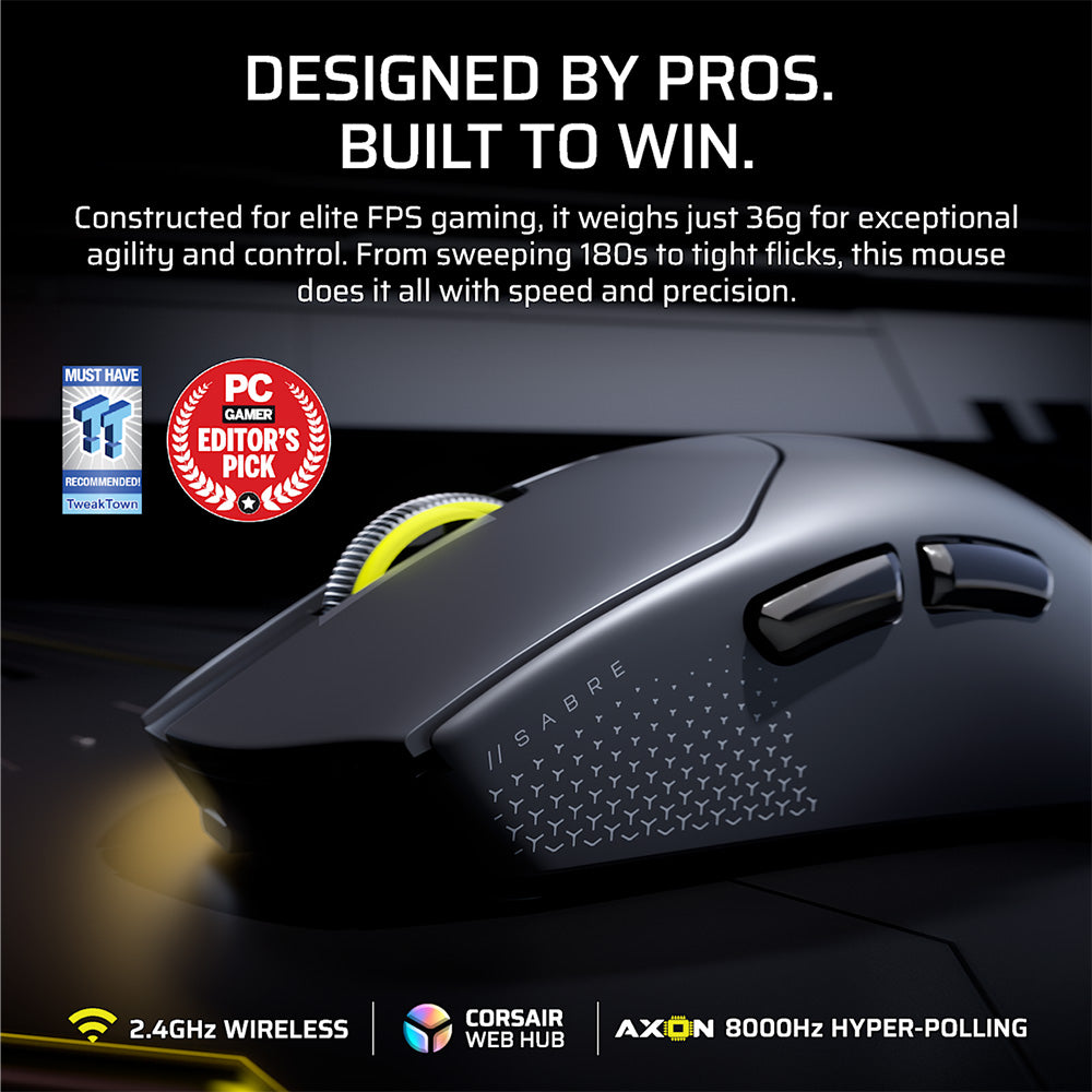 Corsair Sabre v2 Pro Ultralight Wireless Gaming Mouse (Black