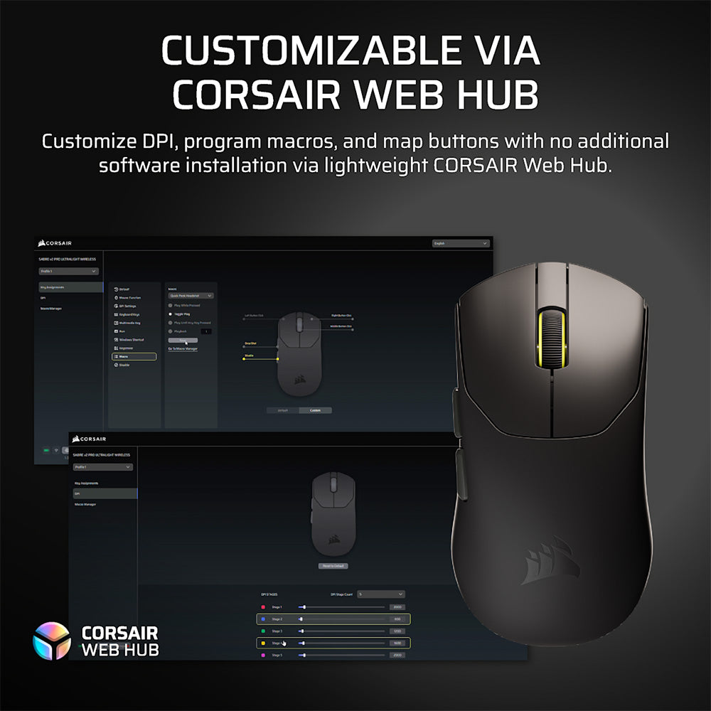 Corsair Sabre v2 Pro Ultralight Wireless Gaming Mouse (Black