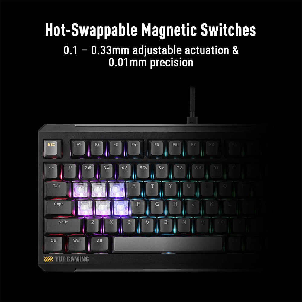 Asus TUF Gaming K4 Magnetic Wired Keyboard - Black