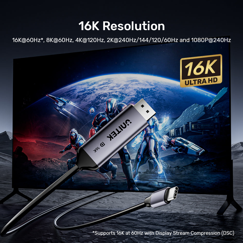 Unitek V1441AGY01 16K USB-C to DisplayPort Bi-Directional Cable