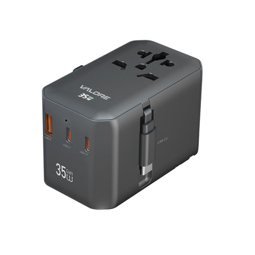Valore PD35W GaN Universal Travel Adaptor with Retractable Cable (UTA-022)