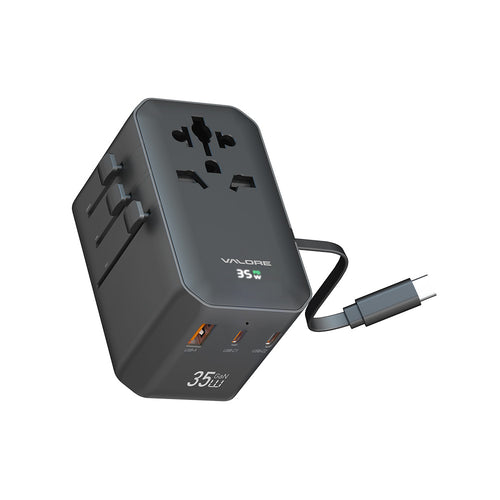 Valore PD35W GaN Universal Travel Adaptor with Retractable Cable (UTA-022)