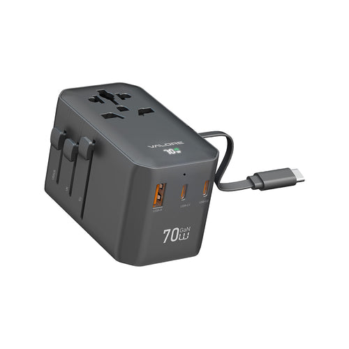 Valore PD70W GaN Universal Travel Adaptor with Retractable Cable (UTA-023)
