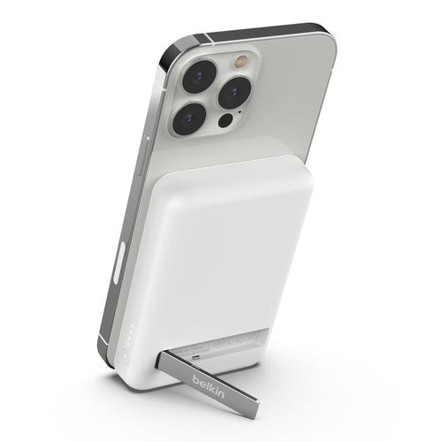 Belkin BPD004btWT BoostCharge Magnetic Wireless Power Bank 5K + Stand (White)