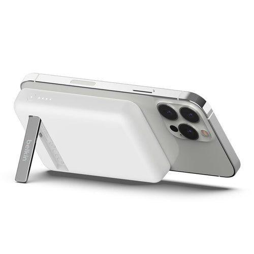 Belkin BPD004btWT BoostCharge Magnetic Wireless Power Bank 5K + Stand (White)